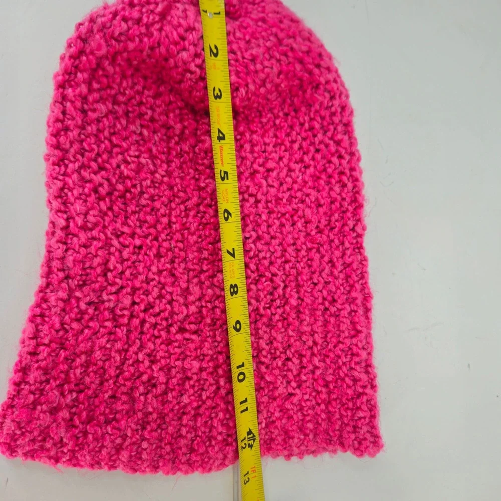 Handmade Soft Chunky Knit Slouchy Beanie Hat Bright Pink Unisex ‎ Crochet
